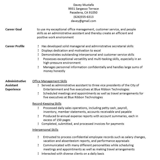 Legal Administrative Assistant Combination Resume