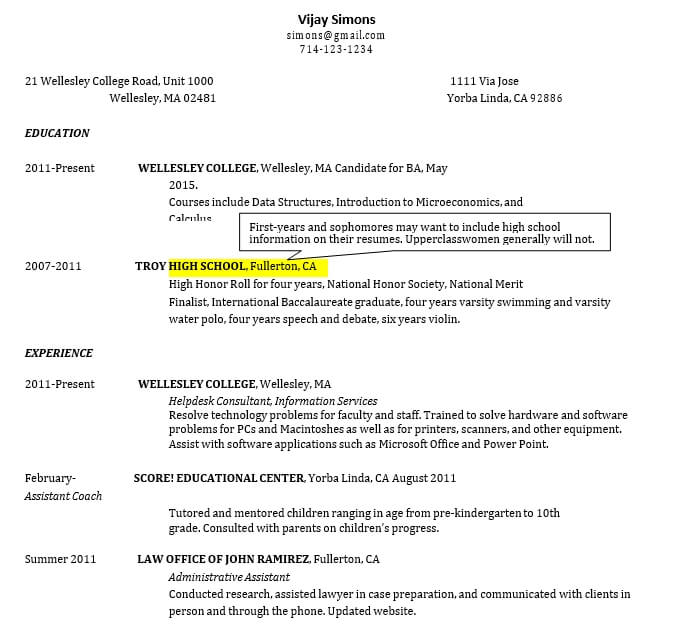 Sample College Student Resume Template
