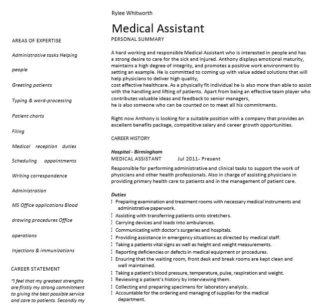 Sample Senior Medical Administrative Assistant Resume