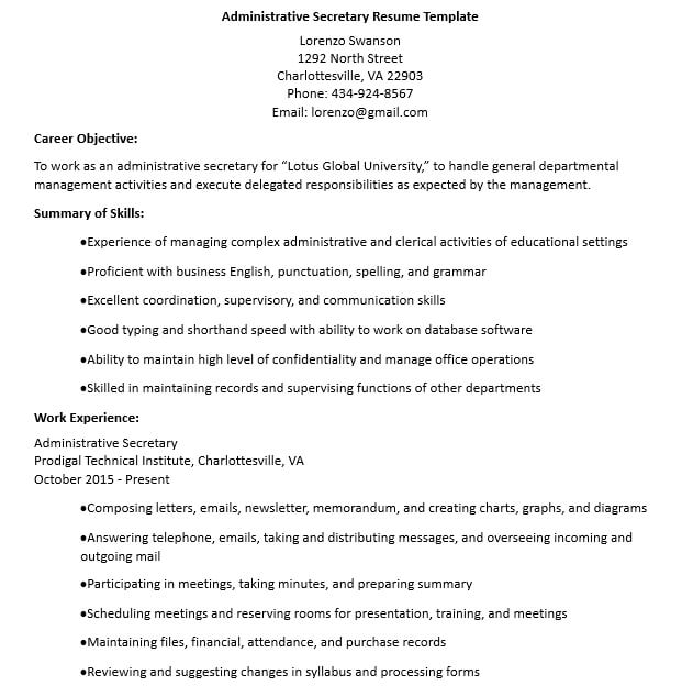 Administrative Resume