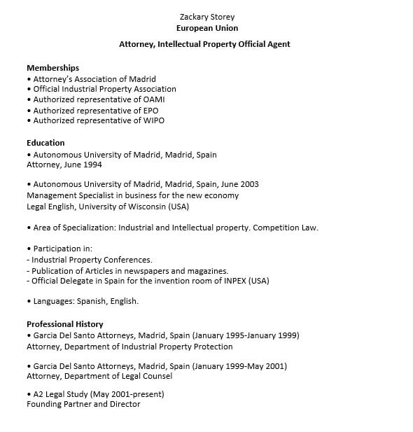 Attorney Official Agent Resume