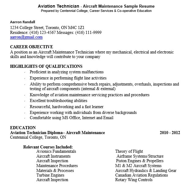 Aviation Electronics Technician Resume