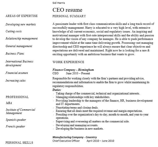 CEO Resume Examples