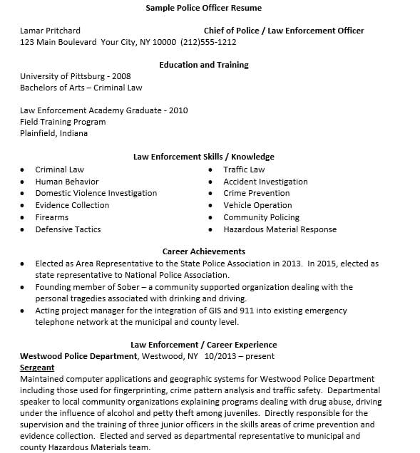 Chief Police Officer Resume