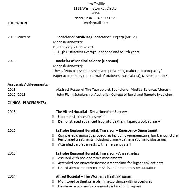 Combination Resume for Medicine PDF Free Download