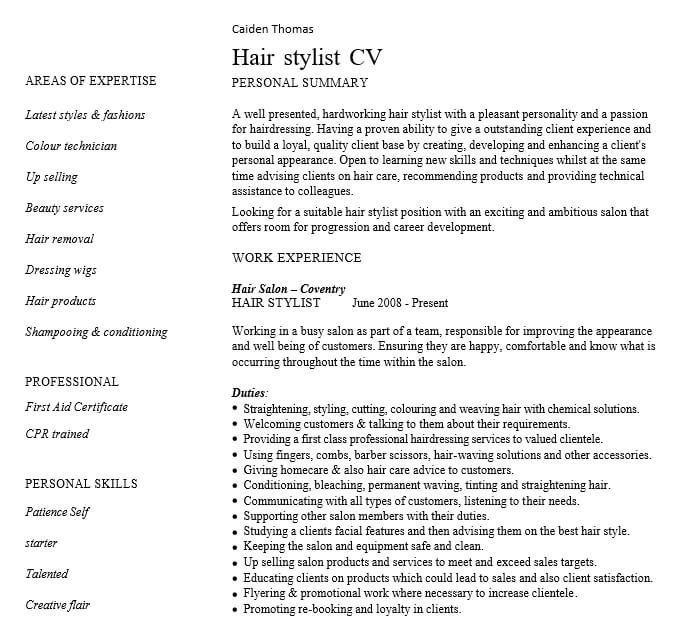Creative Hair Stylist Resume Free PDF Template