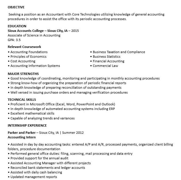 Entry Level Tax Accountant Resume