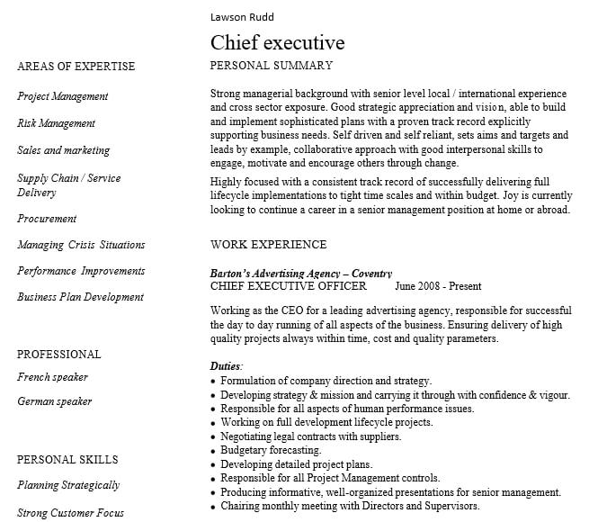 Executive Resume Format