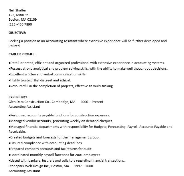 Experienced Accountant Resume Format
