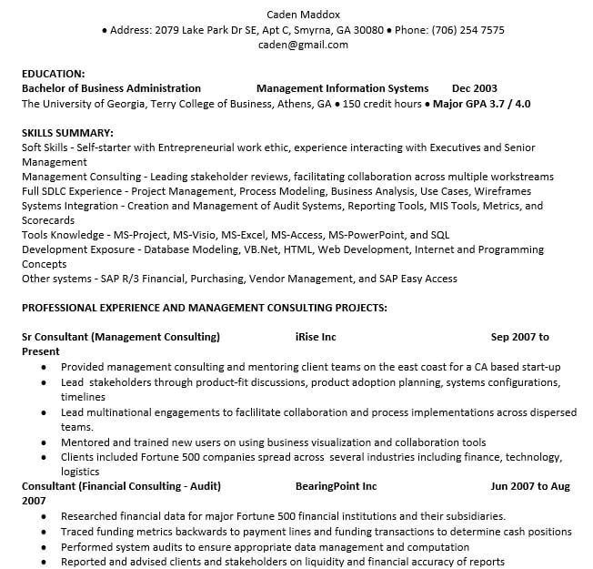 Experienced Business Analyst Resume