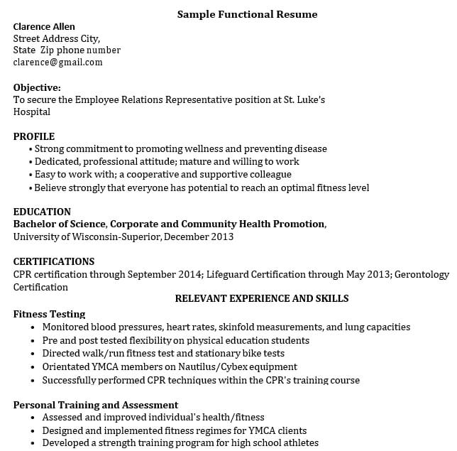 Functional Personal Trainer Resume