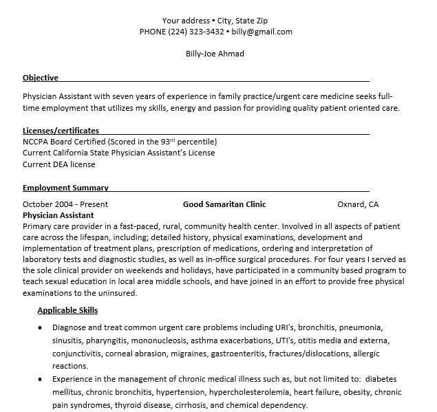 Physician Medical Assistant Resume