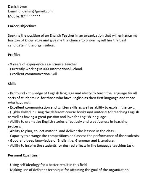 Sample Tutor Resume Word Download