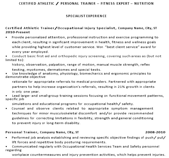 Sports Personal Trainer Resume Template