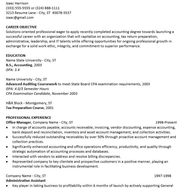 entry level resume for administrative assistant example