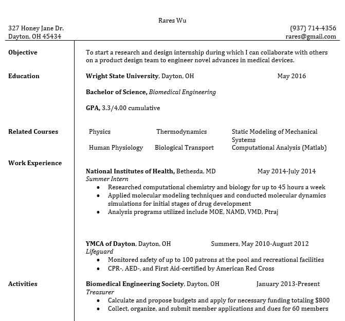 entry level resume for electrical engineer example