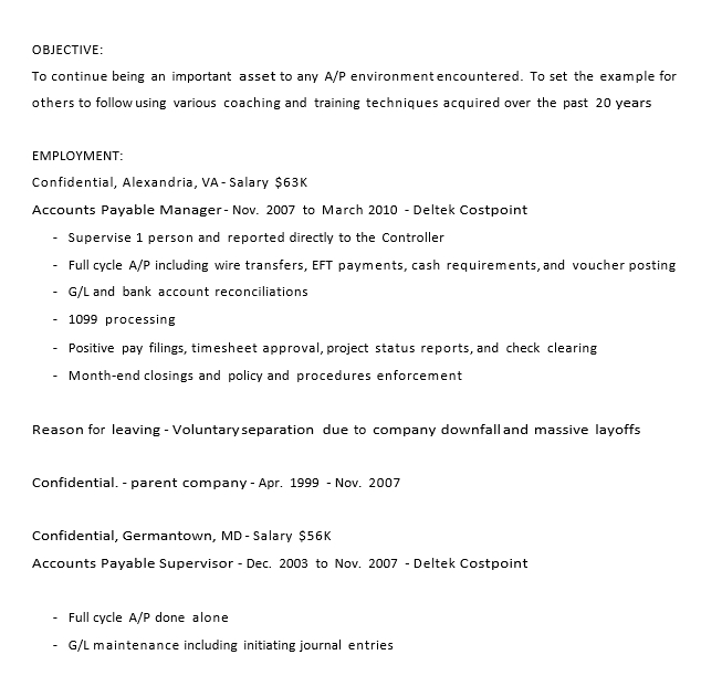 Account Payable Manager Resume