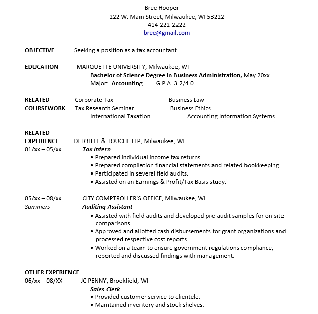 Accounting Business Administration Resume