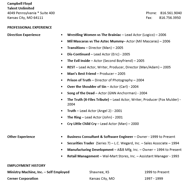 Acting Director Resume