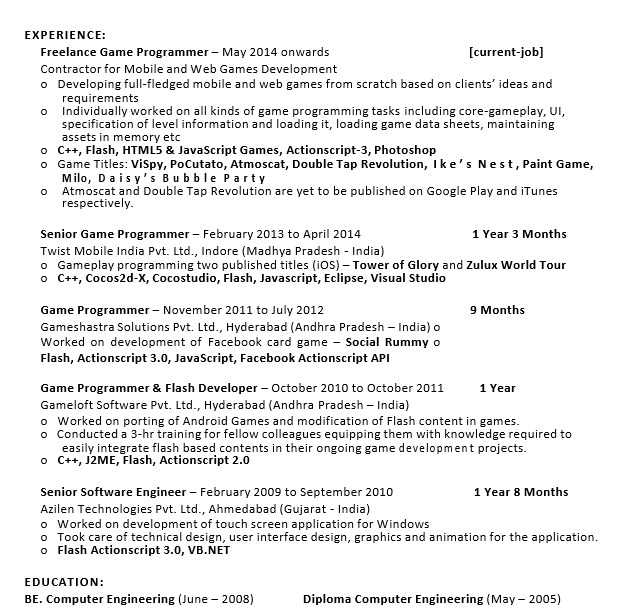 Android Game Developer Resume Free PDF Template