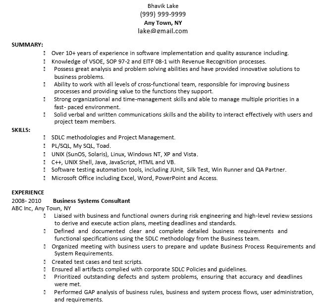 Best Business Analyst Resume Template