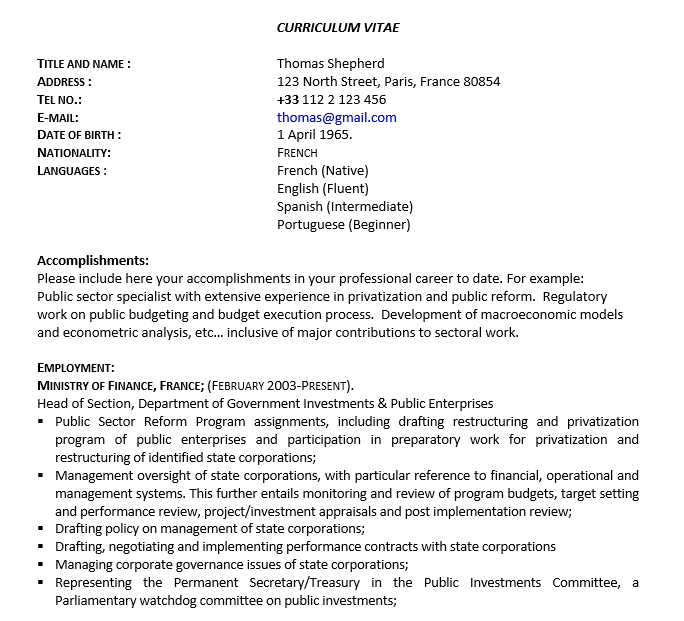 Brief Drafter Resume