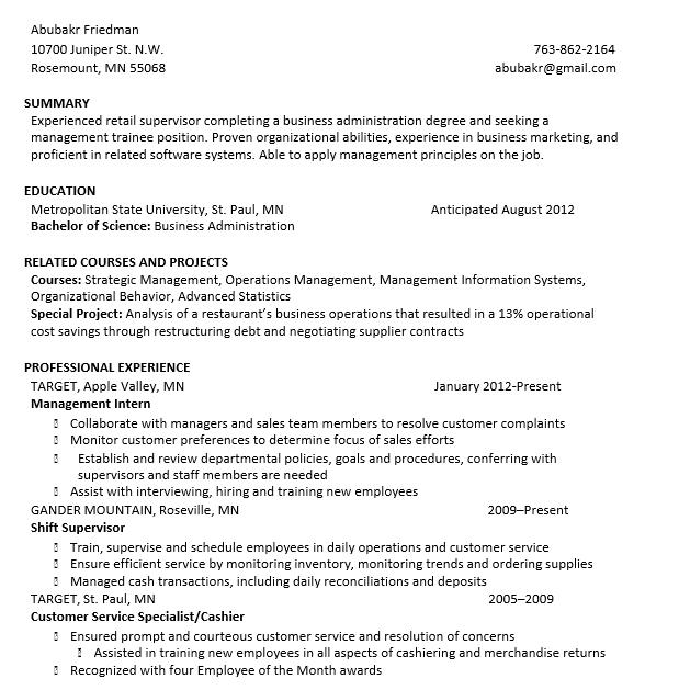 Business Accounting Resume