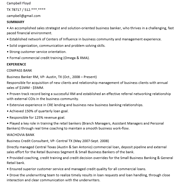 Business Banking Specialist Resume
