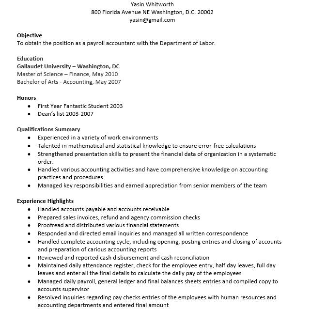 Functional Accounting Resume Template