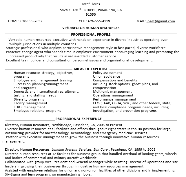 HR Executive Resume PDF Template Download