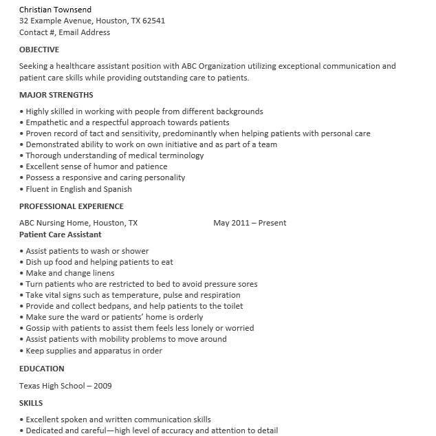 Health Education Assistant Resume