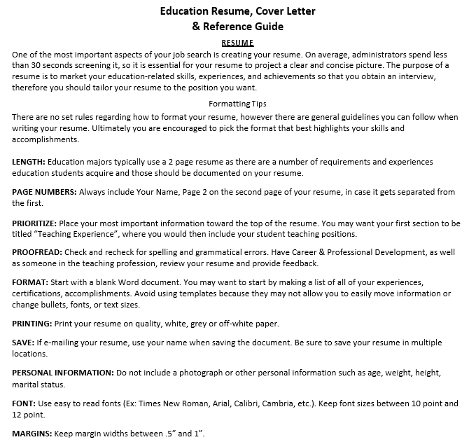 High School Education Resume Cover Letter