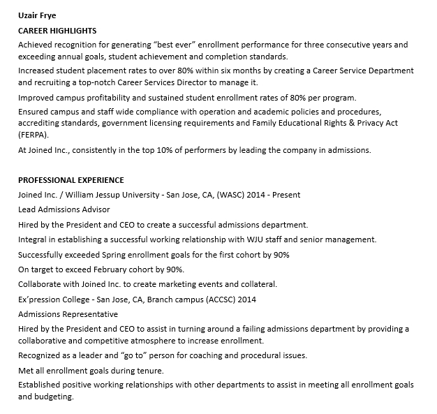 Higher Education Administration Resume.DOC