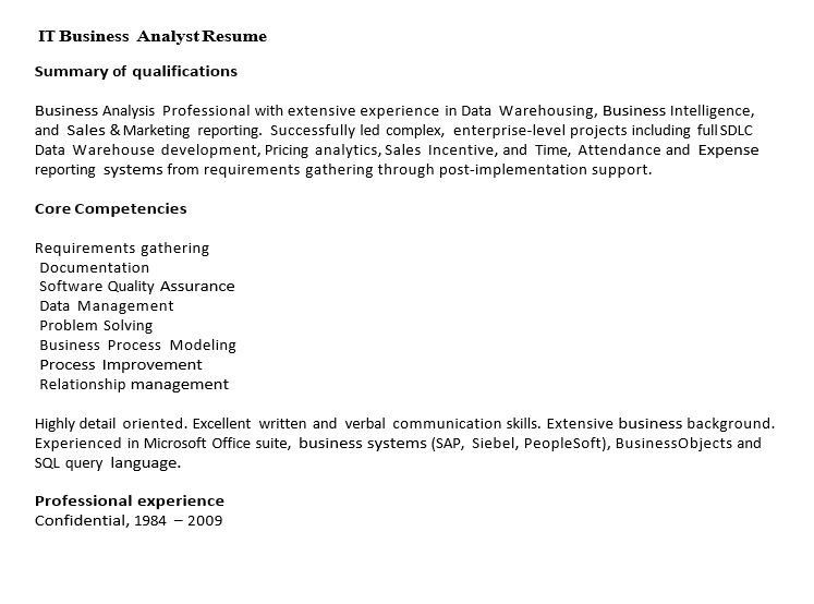 IT Business Analyst Resume 1