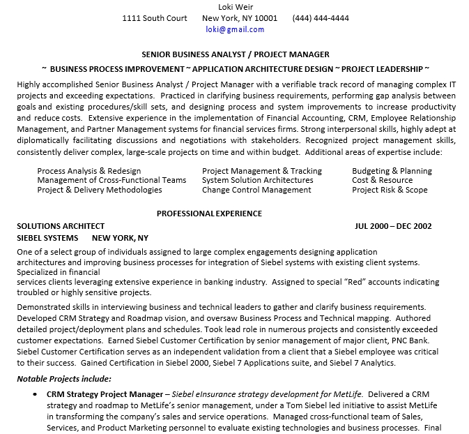 IT Project Manager Resume PDF Free Template