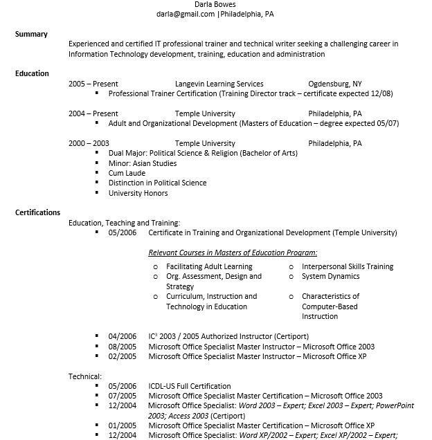 IT Technical Resume Template