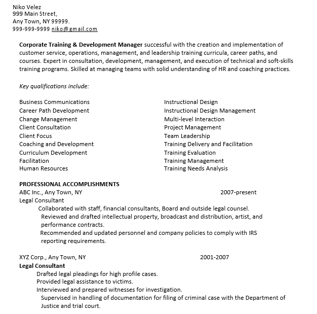 Legal Consultanting Resume PDF Free Template
