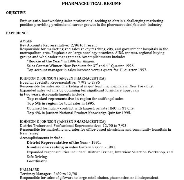 Pharmaceutical Merchandiser Resume