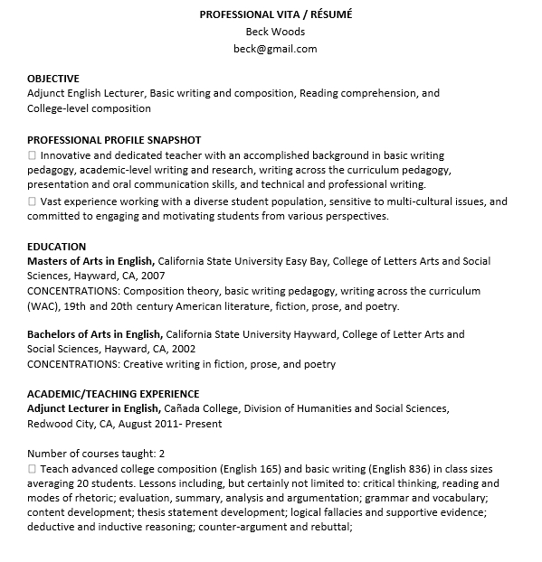 Resume for English Tutor PDF Free Download