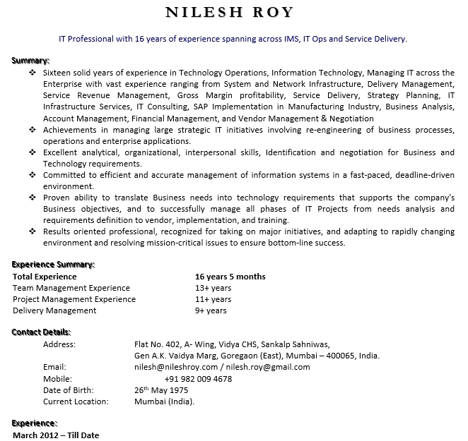 Technical Manager Resume
