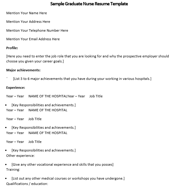 sample graduate nurse resume template1