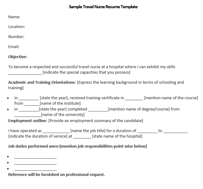 sample travel nurse resume template1