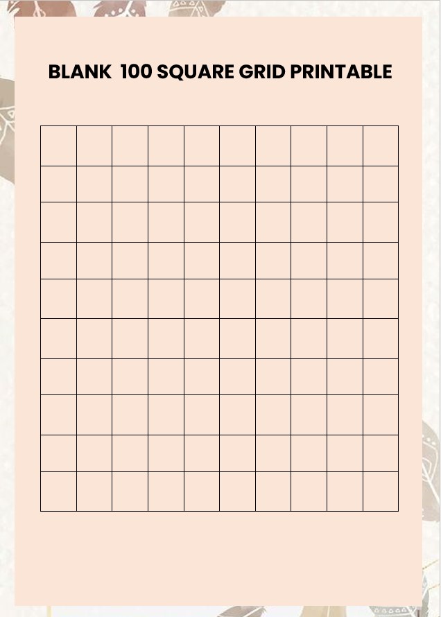 blank 100 square grid