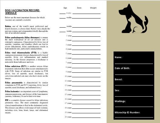 dog vaccination record shedule