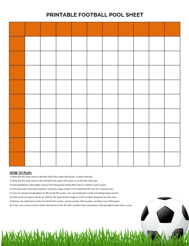 10 by 10 printable football pool sheet