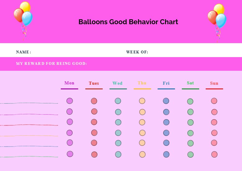 Balloons Good Behavior Chart
