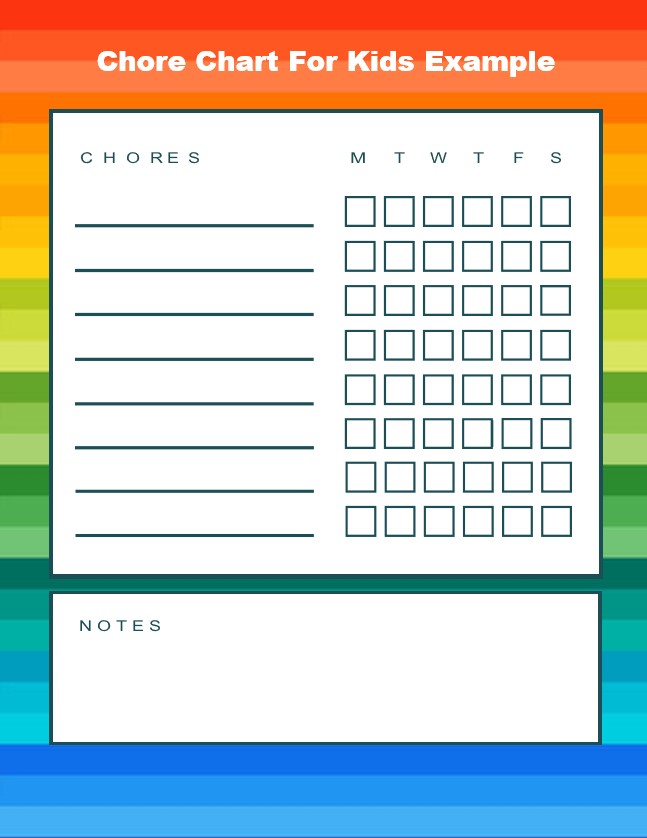 Chore Chart For Kids Example
