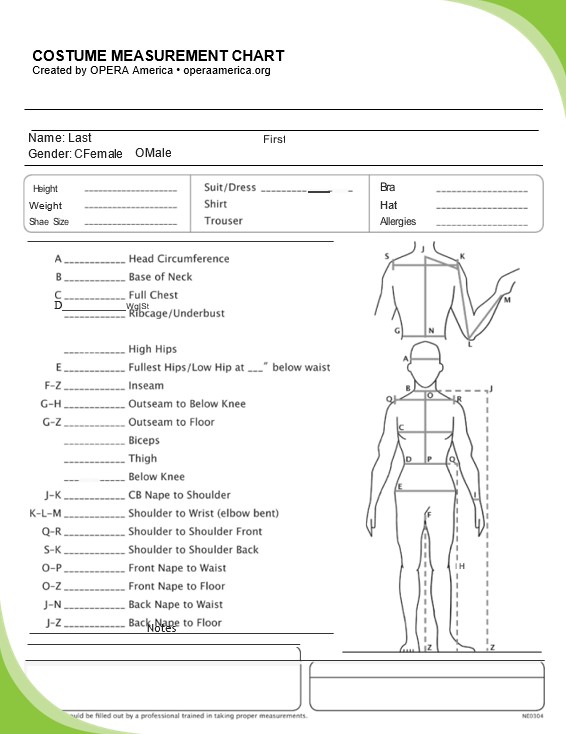 Costume Body Measurement