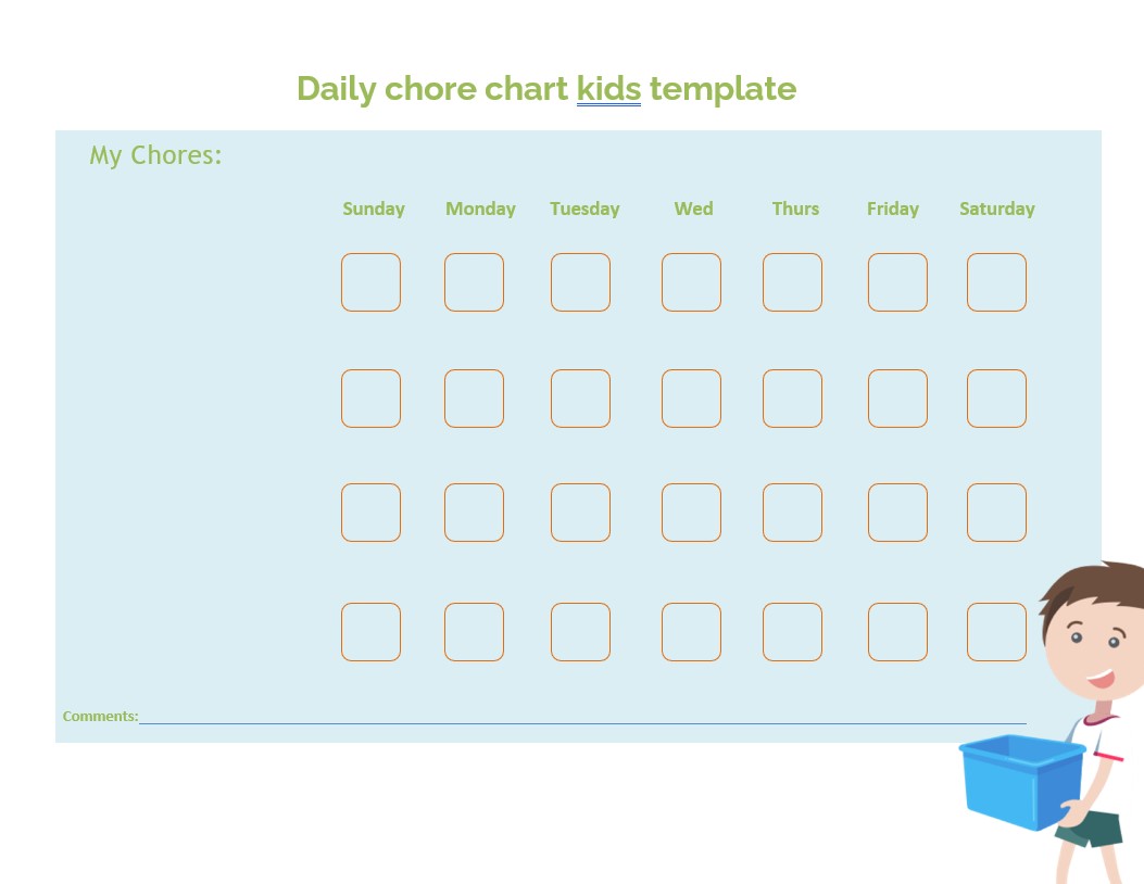 Daily chore chart kids template