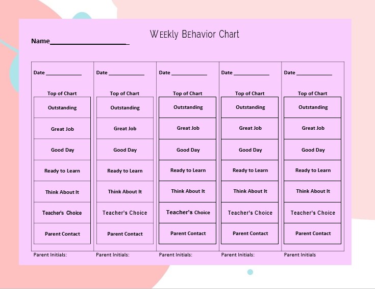 Free Printable Weekly Behavior Chart